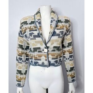 Vintage 1990s Tapestry Jacket, Southwestern, Aztec, Cropped